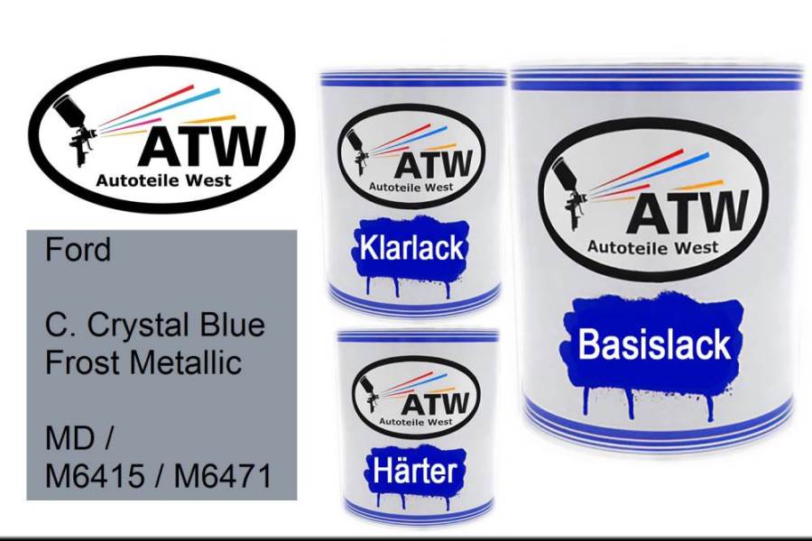 Ford, C. Crystal Blue Frost Metallic, MD / M6415 / M6471: 1L Lackdose + 1L Klarlack + 500ml Härter - Set, von ATW Autoteile West.